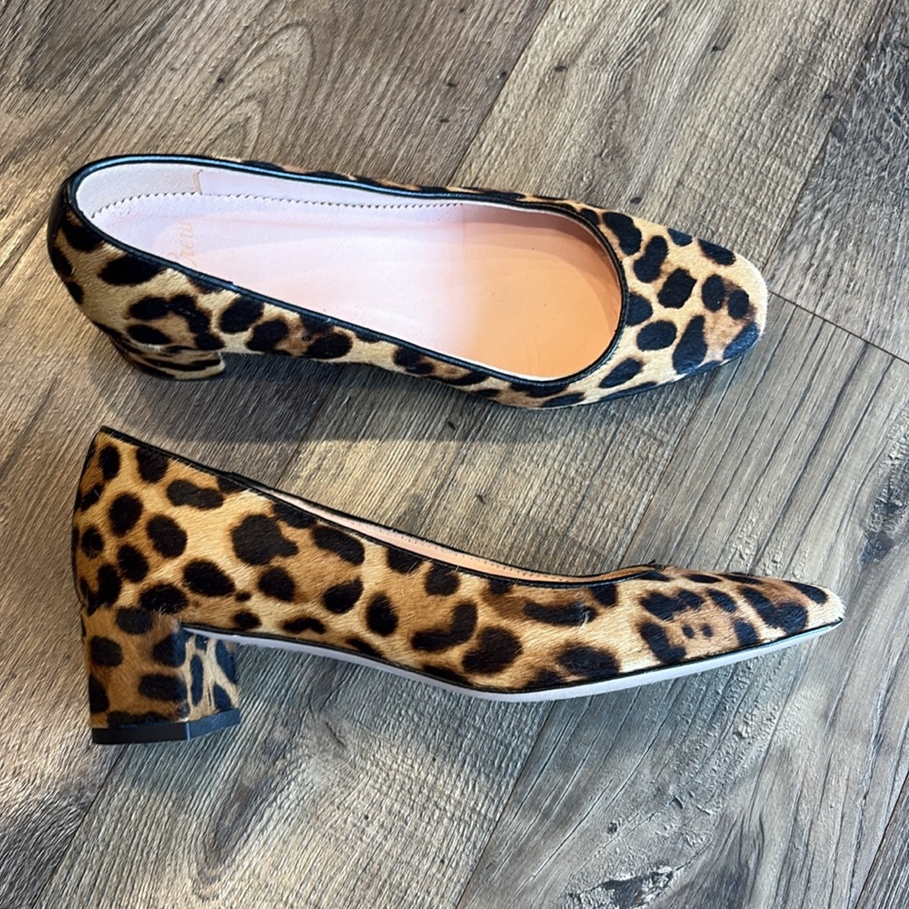 J. Crew Kate Pumps in Calf Hair Leopard Print Block Heel size 6 women’s - Picture 2 of 9